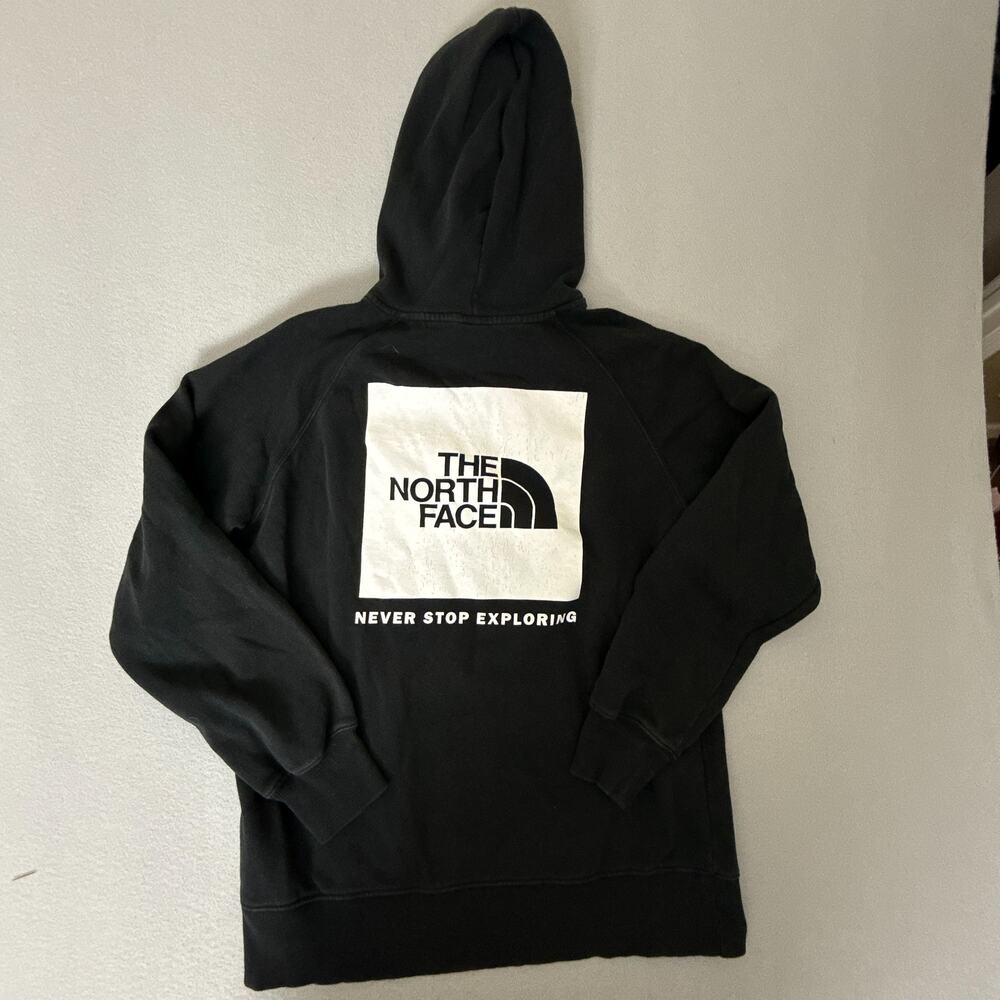 The North Face Womens M Black Pullover Hoodie Box Logo Never Stop Exploring